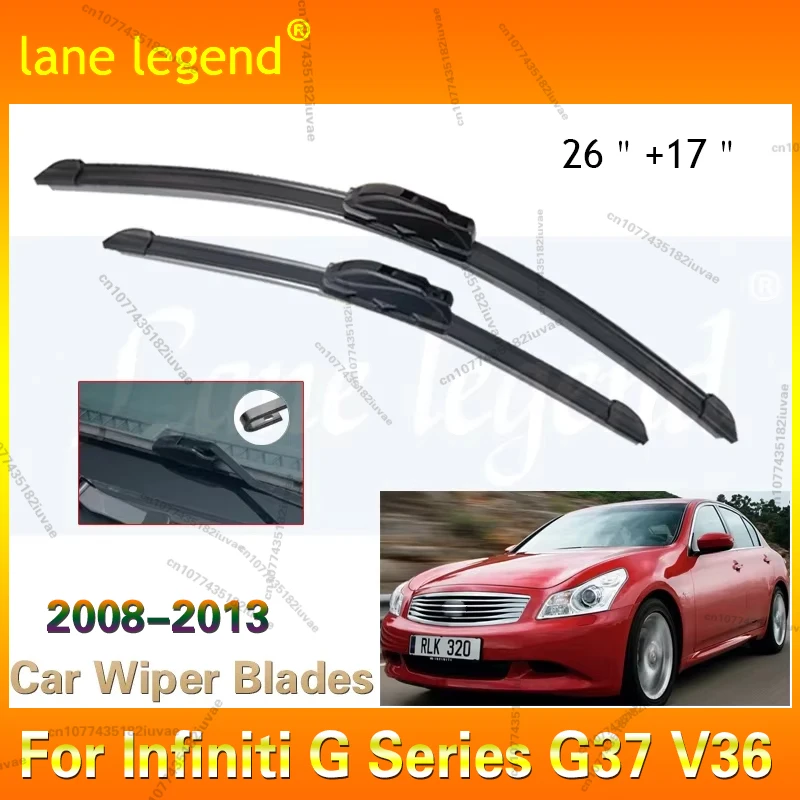 For Infiniti G Series G37 V36 Sedan Coupe 2008~2013 Front Winter Wiper Blade Cutter Window Boneless Frameless Rubber Accessories