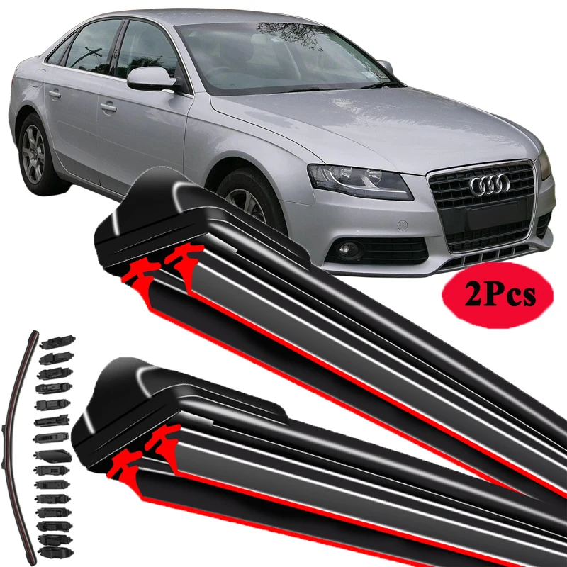 For Audi A4 S4 RS4 B8 8K Sedan Wagon 2007 2008 2009 2010 2012 2013 2014 2015 2016 Wipers Double Rubber Car Wiper Blades