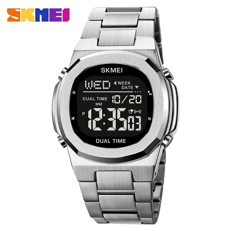 Skmei 2004 Luxury Digital Watch for Men Sport Calendar Steel Waterproof Electronic Men Wristwatches Led Alarm Clock Reloj Hombre