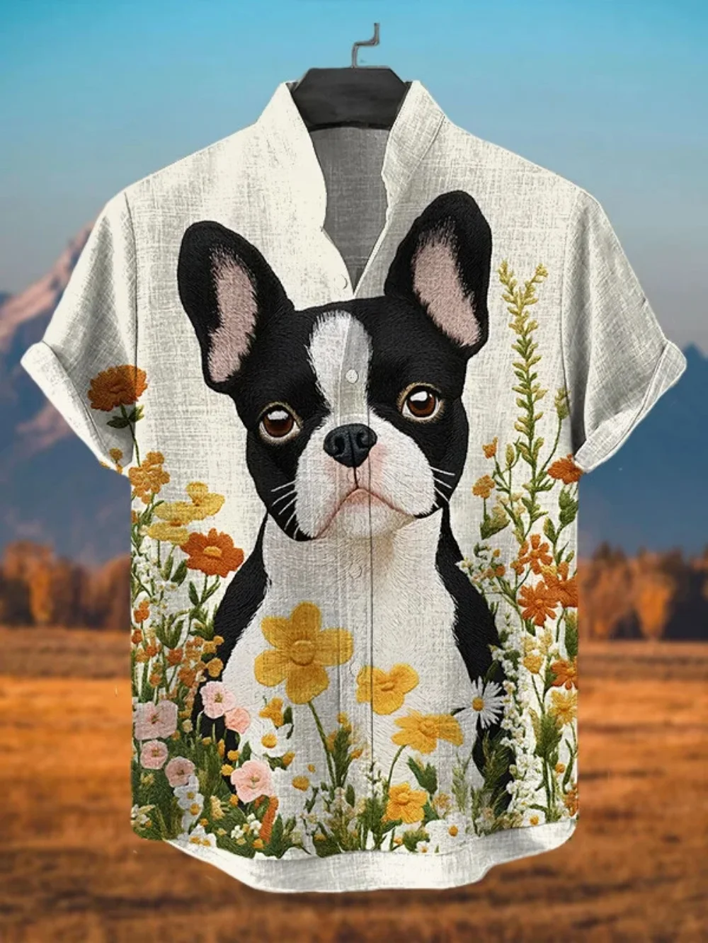 Men's Short Sleeve Button up Shirt 2025 Fashionable Stand up Collar 3D Printed Outdoor Street Casual plus Size