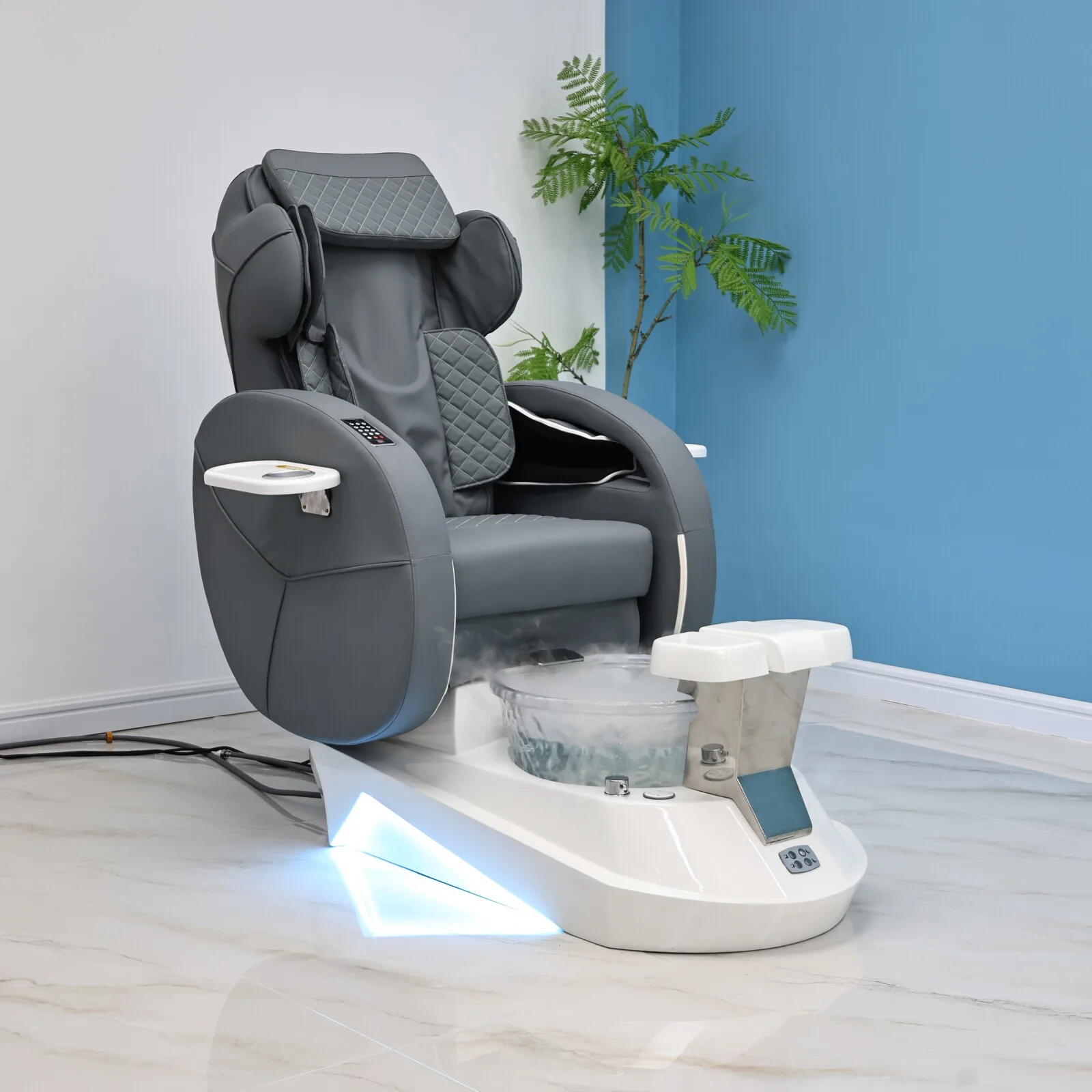 Electric Massage Pedicure Chair with Auto Fill Water, Luxury Foot Spa Station LED Light for Nail Salon Beauty Spa