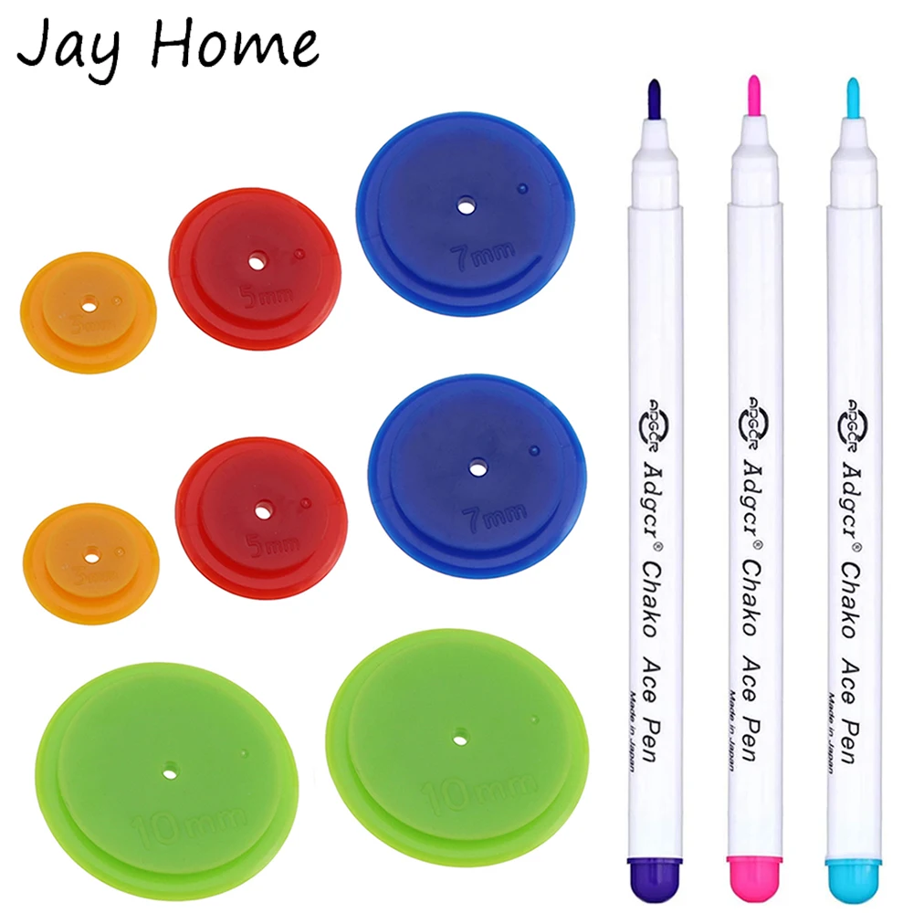 4Pcs Sewing Wheel Seam Marker Set with Water Erasable Pen Patchwork Tracing Wheel Circle Sewing Stitch Space Quilting Craft Tool