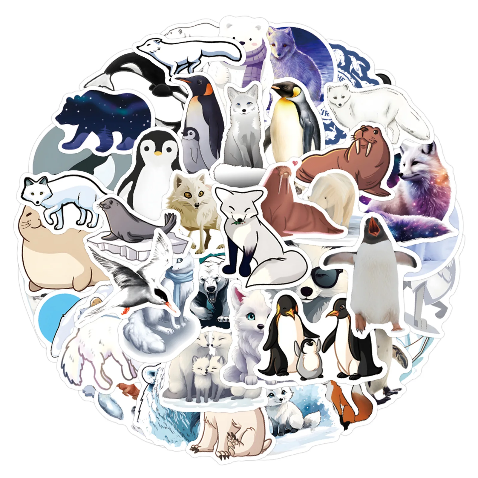 60PCS New Art Animals Cute Penguin Graffiti Stickers DIY Wardrobe Pencil Box Mobile Case Water Cup Waterproof Decal Kids Toy