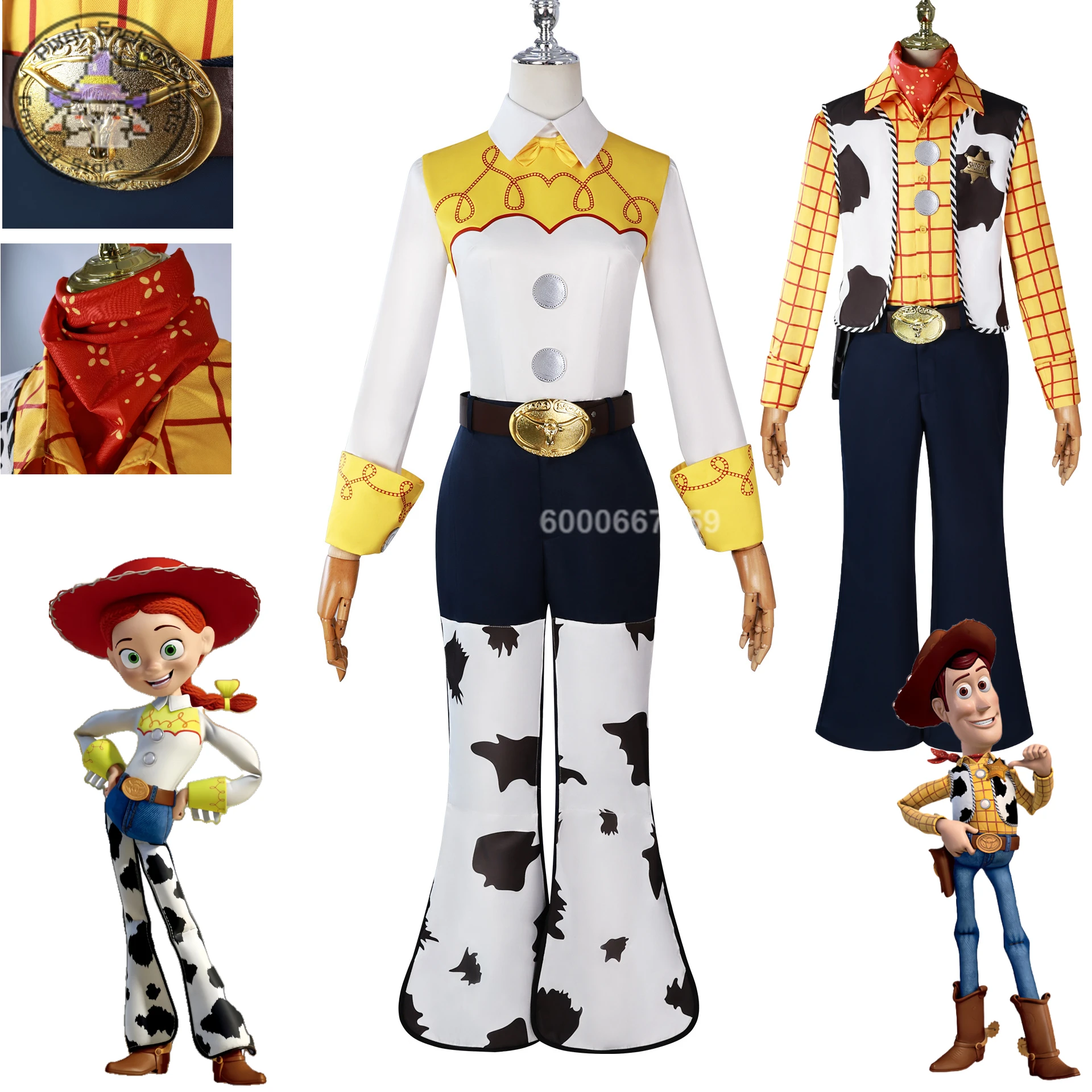 Movie Anime Toy Woody Story Cowboy Clothes Suit Jessie Cosplay Costume for Adult Top Pants Woman Man Party Carnival Halloween