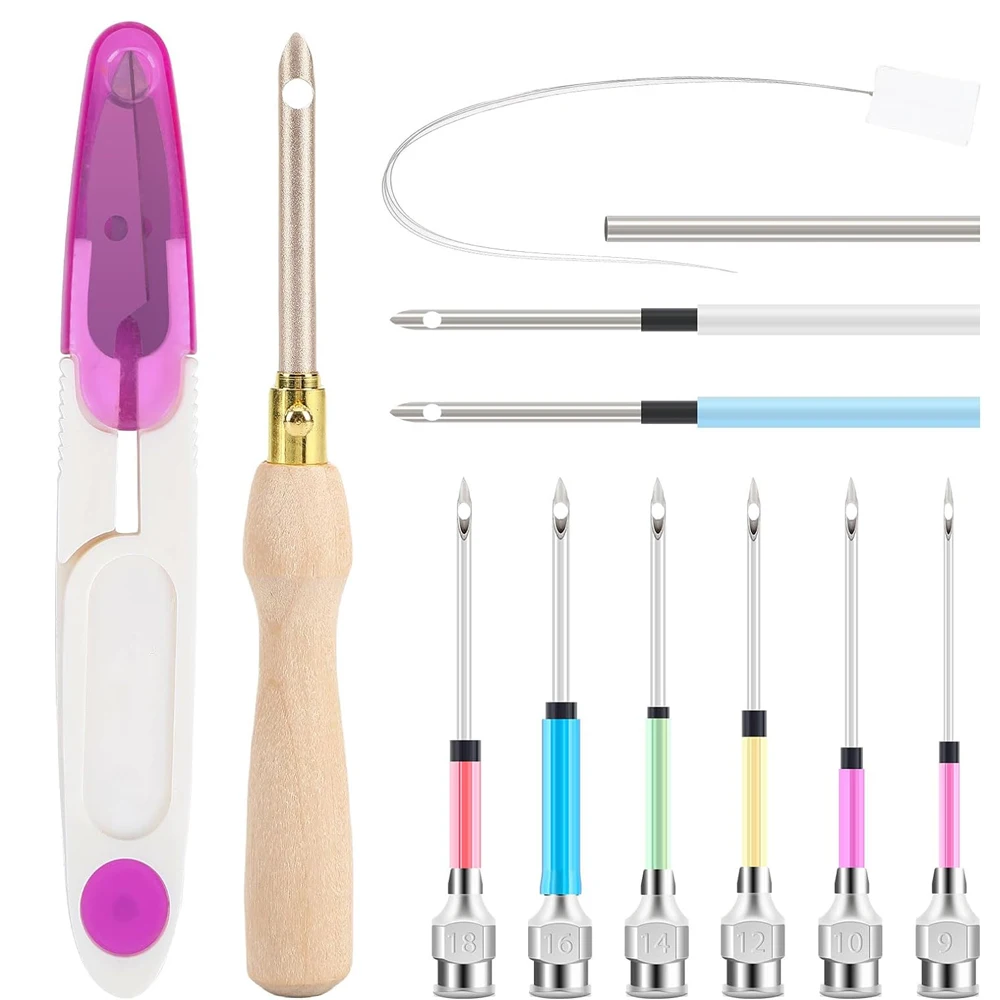 13Pcs Punch Needle Kit Adjustable Punch Needle Embroidery Kits Wooden Handle Embroidery Pen for Embroidery Floss Cross Stitching