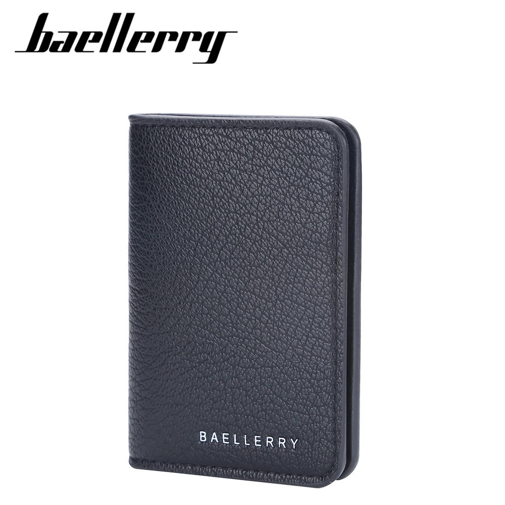 Baellerry Men's Slim Wallet Soft PU Leather Mini Credit Luxury Brand Card Holder Wallet ID Card Case Cardholder for Men