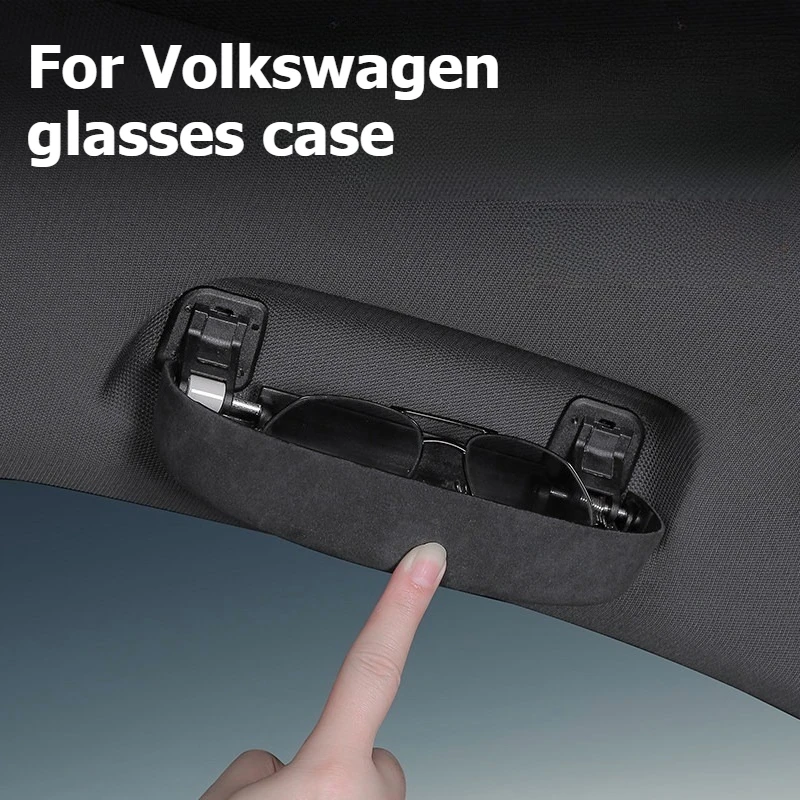 For Volkswagen Magotan Touareg ID4 ID6 Sagitar Teramont model Italian Suede Sun Glasses Storage Box Glasses Case Holder