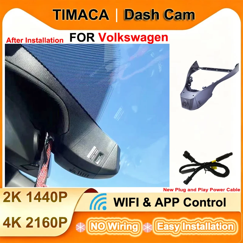 TIMACAM For Volkswagen id4 id 4 For vw id5 id 5 For Volkswagen id6 id 6 Dash Cam 2K 4K 2160P Wifi Plug and Play Video Recorder