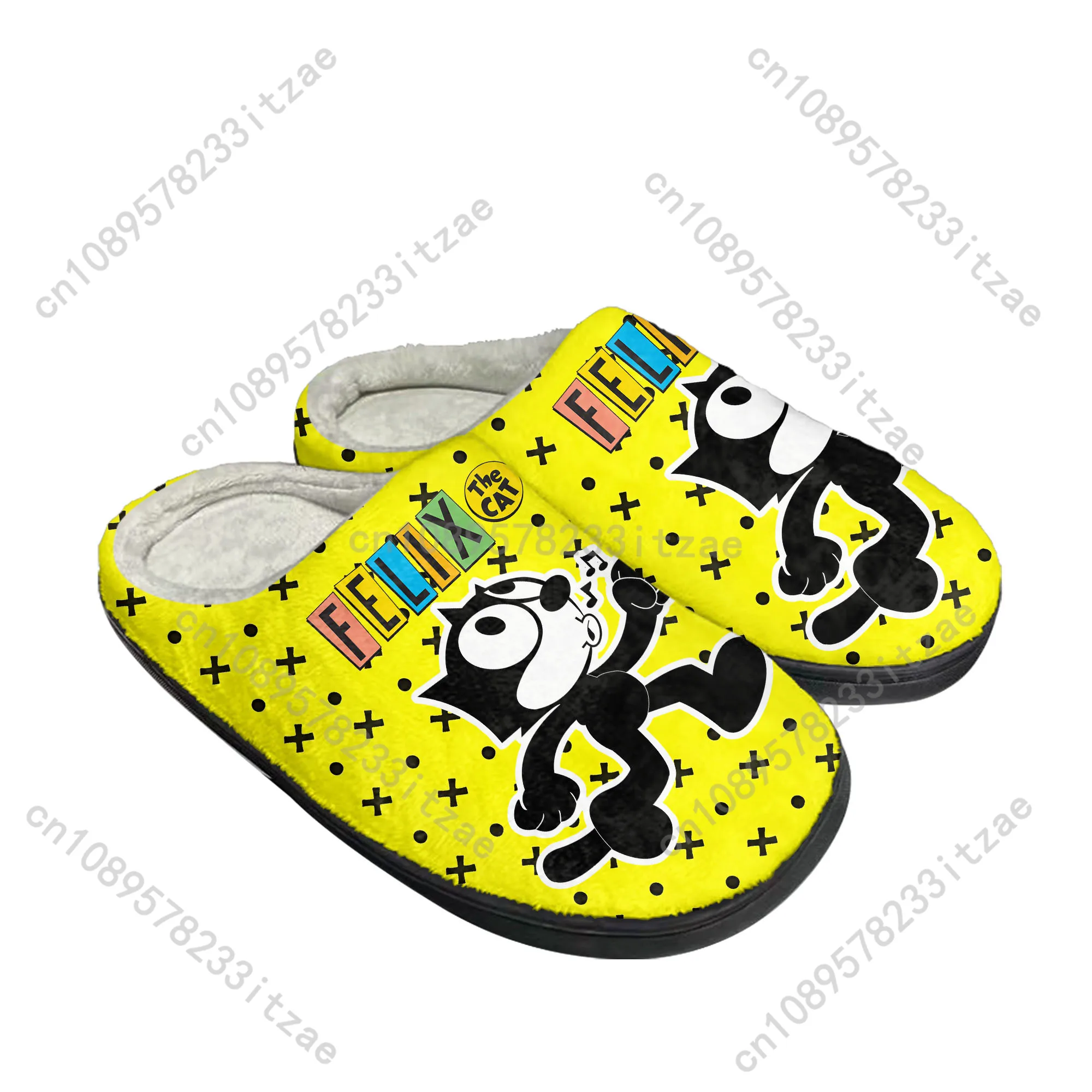 F-Felix The Cat shoes Cotton Slippers Mens Womens Teenager Latest Bedroom Plush Indoor Keep Warm Shoes Thermal Flat Slipper