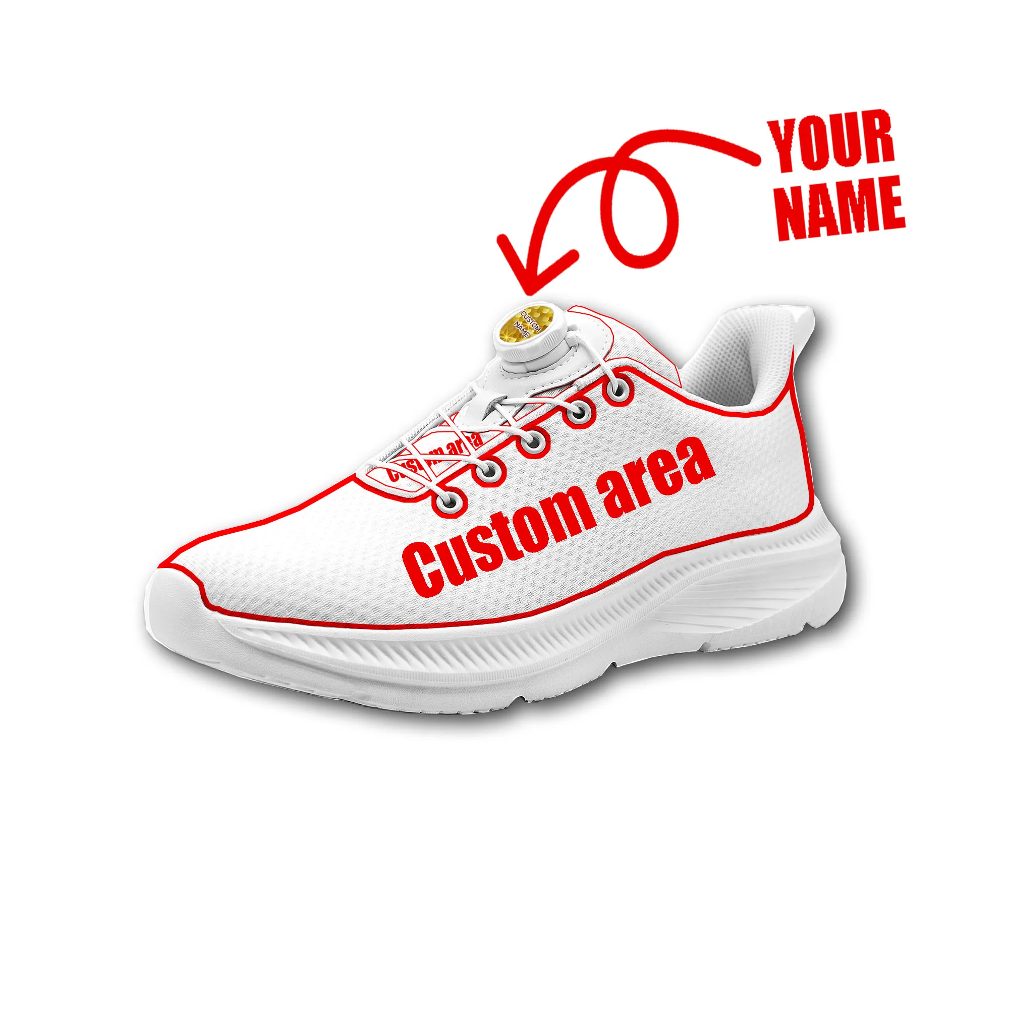 Custom Walking Shoes Men Woman Rotating button without laces Shoe Design Photo Logo Name Lightweight Sneakers Unisex