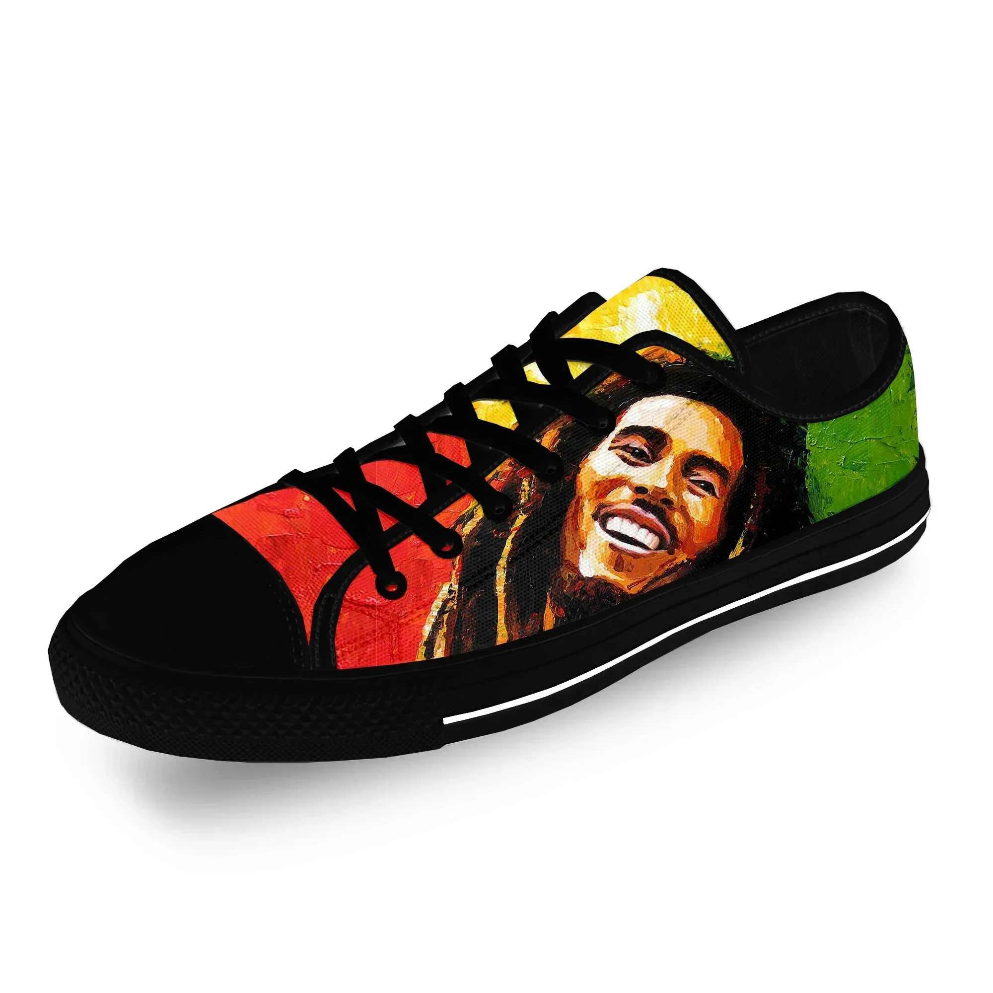 Bob Marley Reggae Star Music Rock Fashion Casual Sneakers Low Top Lightweight Breathable 3D Printed Men Women Canvas Shoes