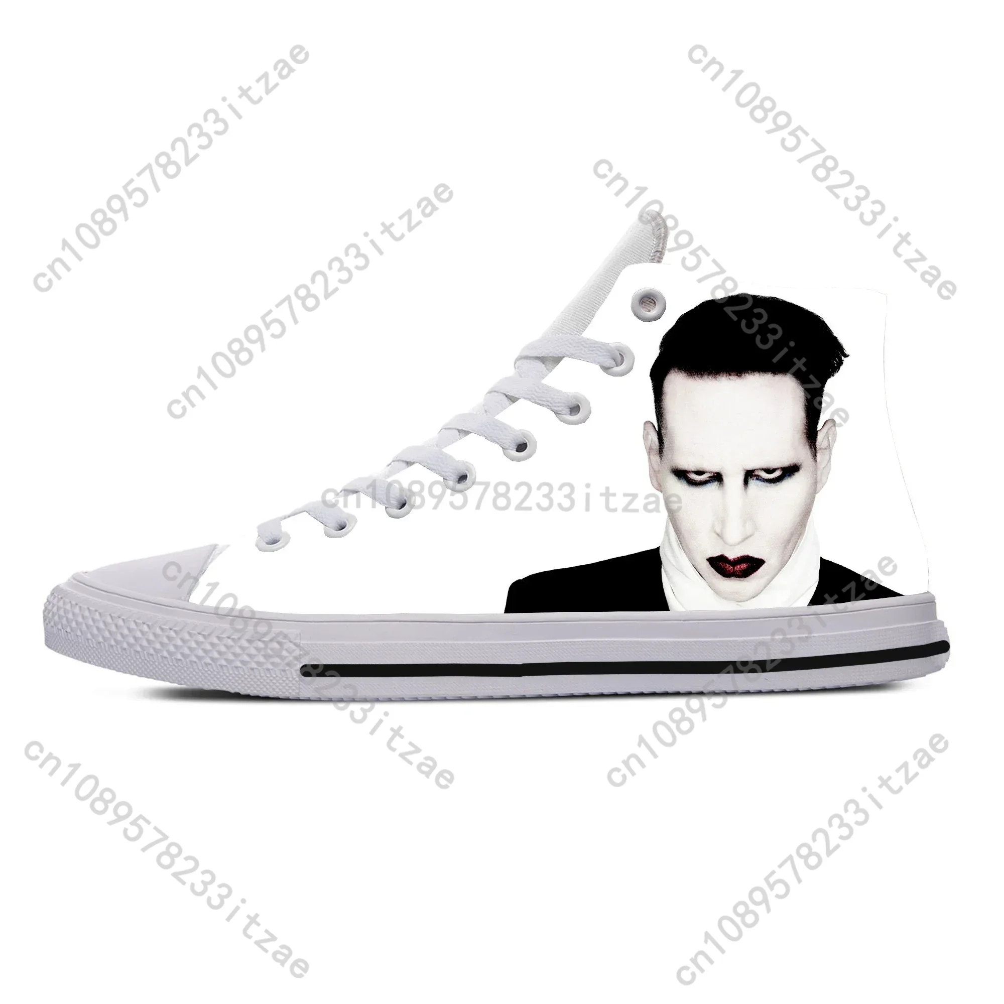 Rock Band Music Singer Marilyn Manson High Top High Quality Sneakers Mens Womens Teenager Canvas Sneaker Couple Shoe Custom Shoe