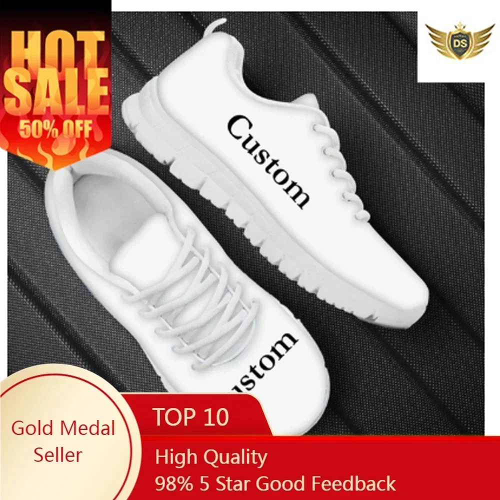 Custom Shoes Customized Image Brand Logo Pattern Women Casual Sneakers Nursing Comfortable Mesh Flats Shoes For Dropshipping
