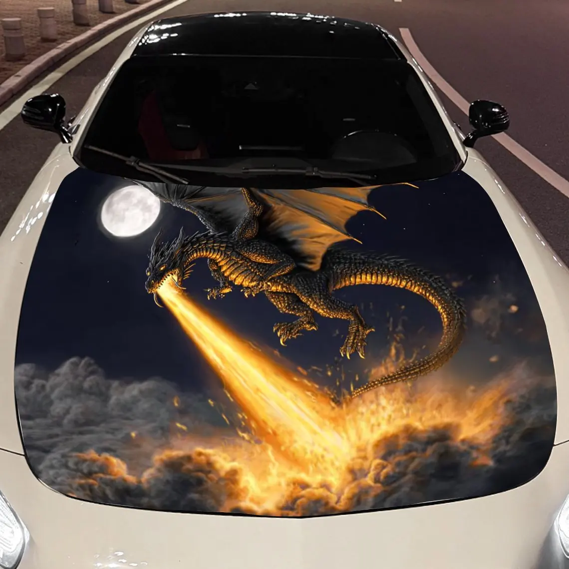 Black Charizard Car hood packaging sticker, PVC material, self-adhesive waterproof, anti-slip paint, car exterior decoration acc