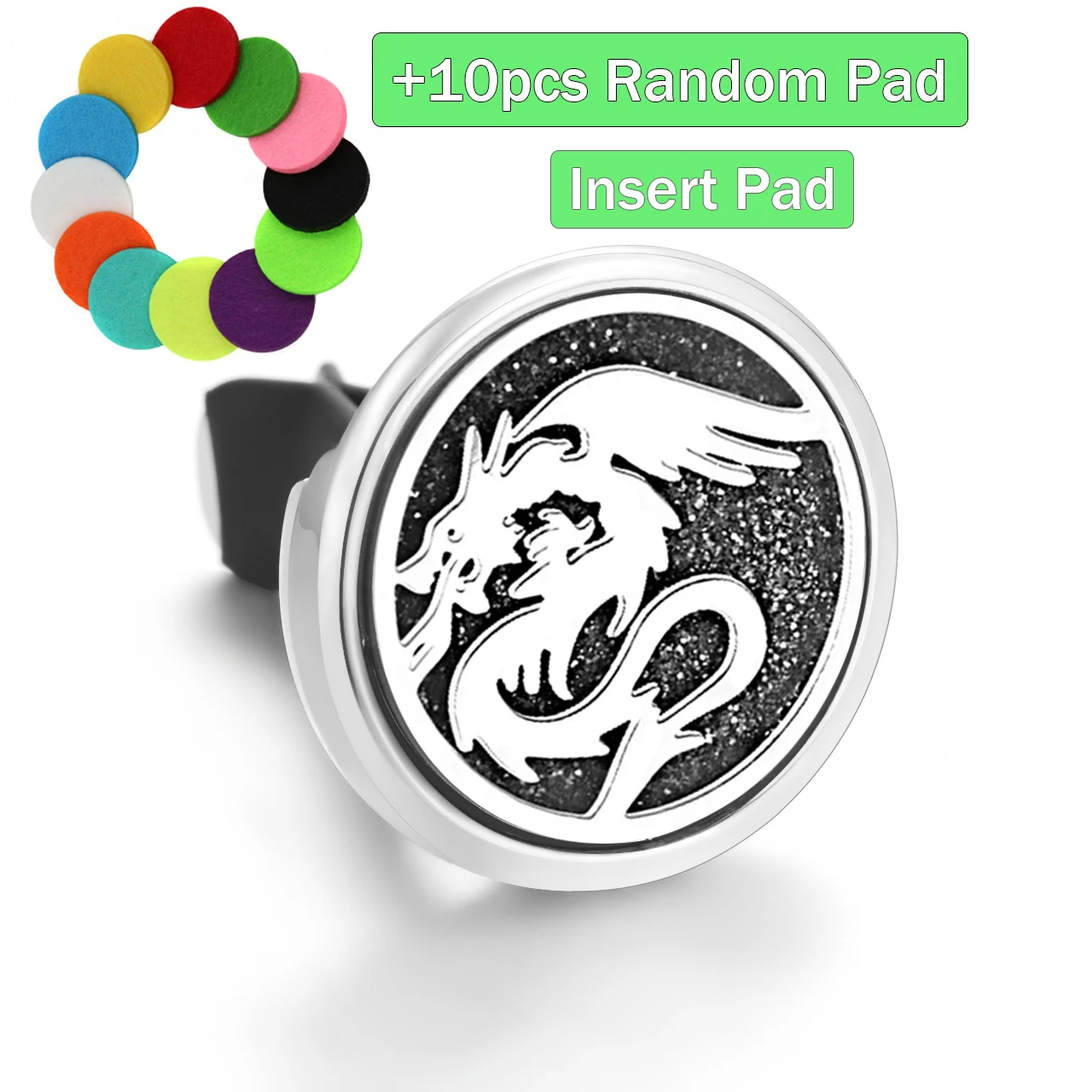 Insert Aromatherapy Car Perfume Diffuser Stainless Steel Diffuser Locket Charizard Pattern Car Air Freshener Vent Clip Jewelry