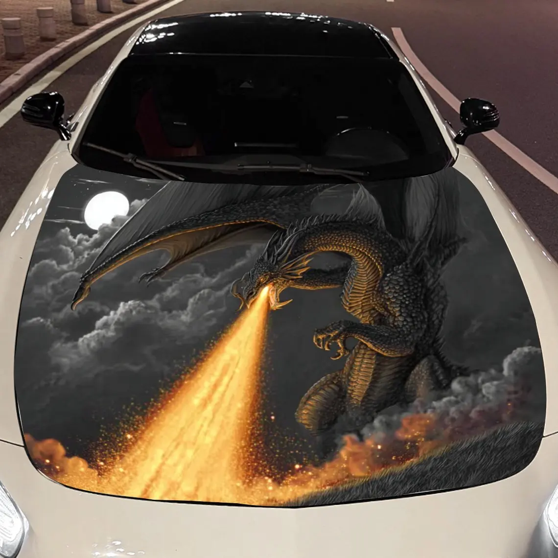 Black Charizard Car hood packaging sticker, PVC material, self-adhesive waterproof, anti-slip paint, car exterior decoration acc