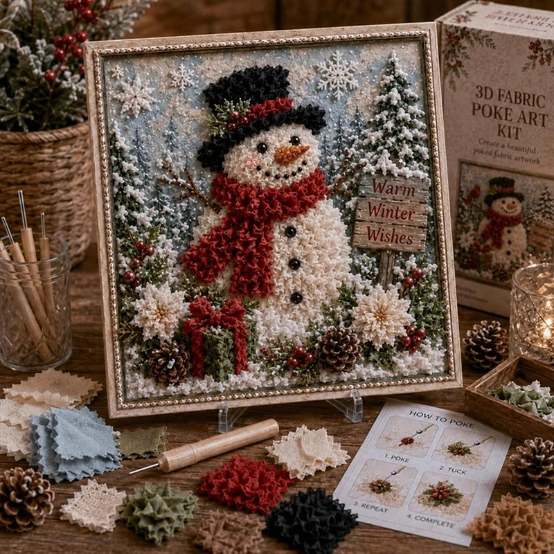 DIY New Christmas Decoration 3D Christmas Fabric Poke Art Kit Christmas Needle Punch Fabric DIY Decoration Set