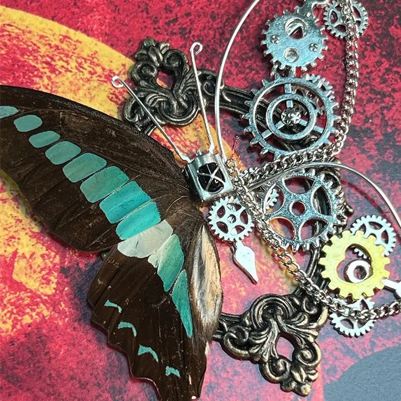 Steampunk Butterfly Frame DIY Kit Real Insect Specimen Mechanical Gear Wall Art Handmade Gothic Home Decor Crafts Gift