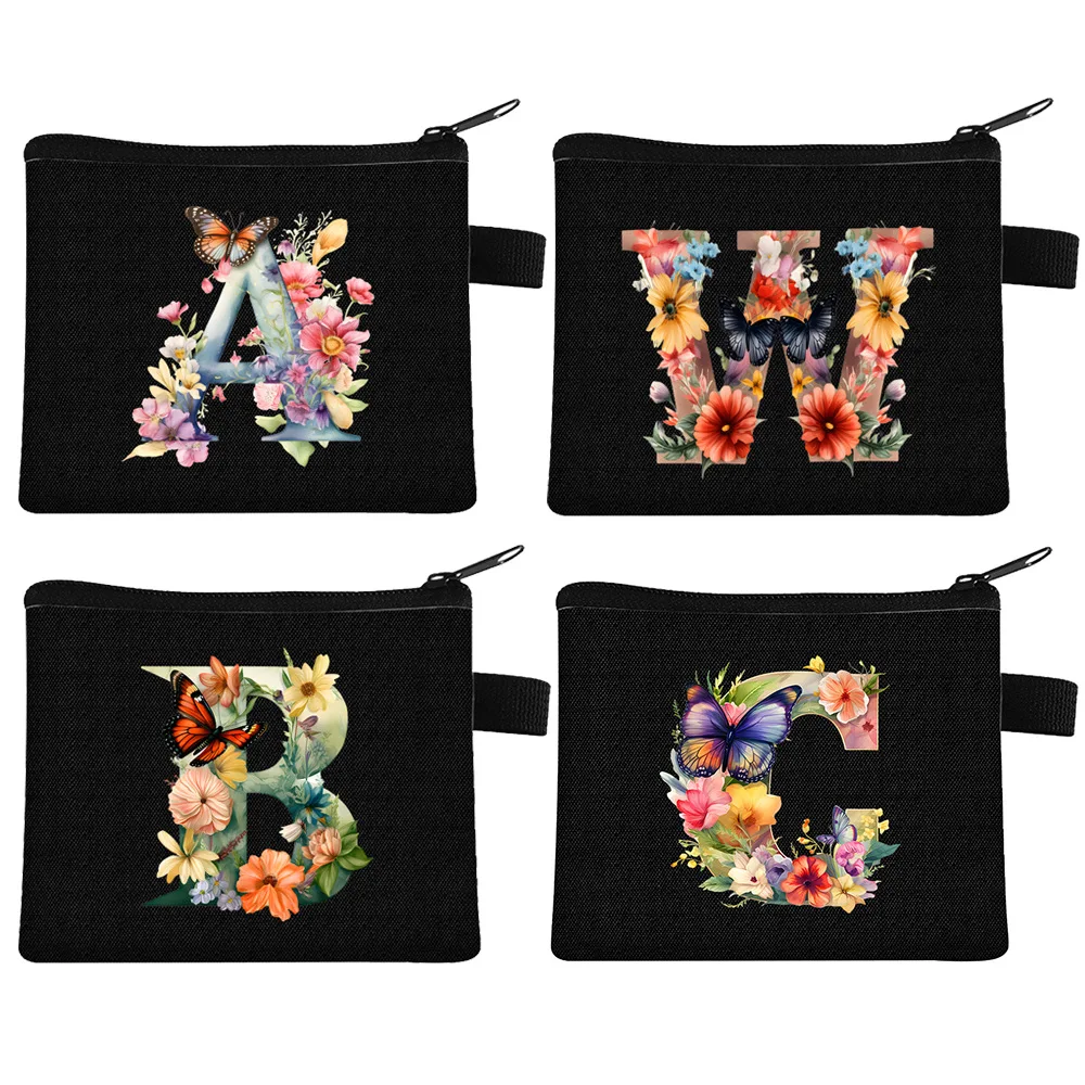 Mini Bag Letter Printing Children's Coin Purse Student Polyester Card Bag Simple Coin Storage Bag Portable Card Bag Wallet Sac