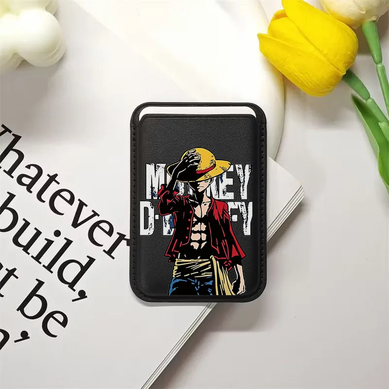 One Piece Luffy Card Wallet Silicone Magnetic Phone Case for iPhone 17 Pro Max 16 15 14 13 12 11 PU Leather Card Holder Cover