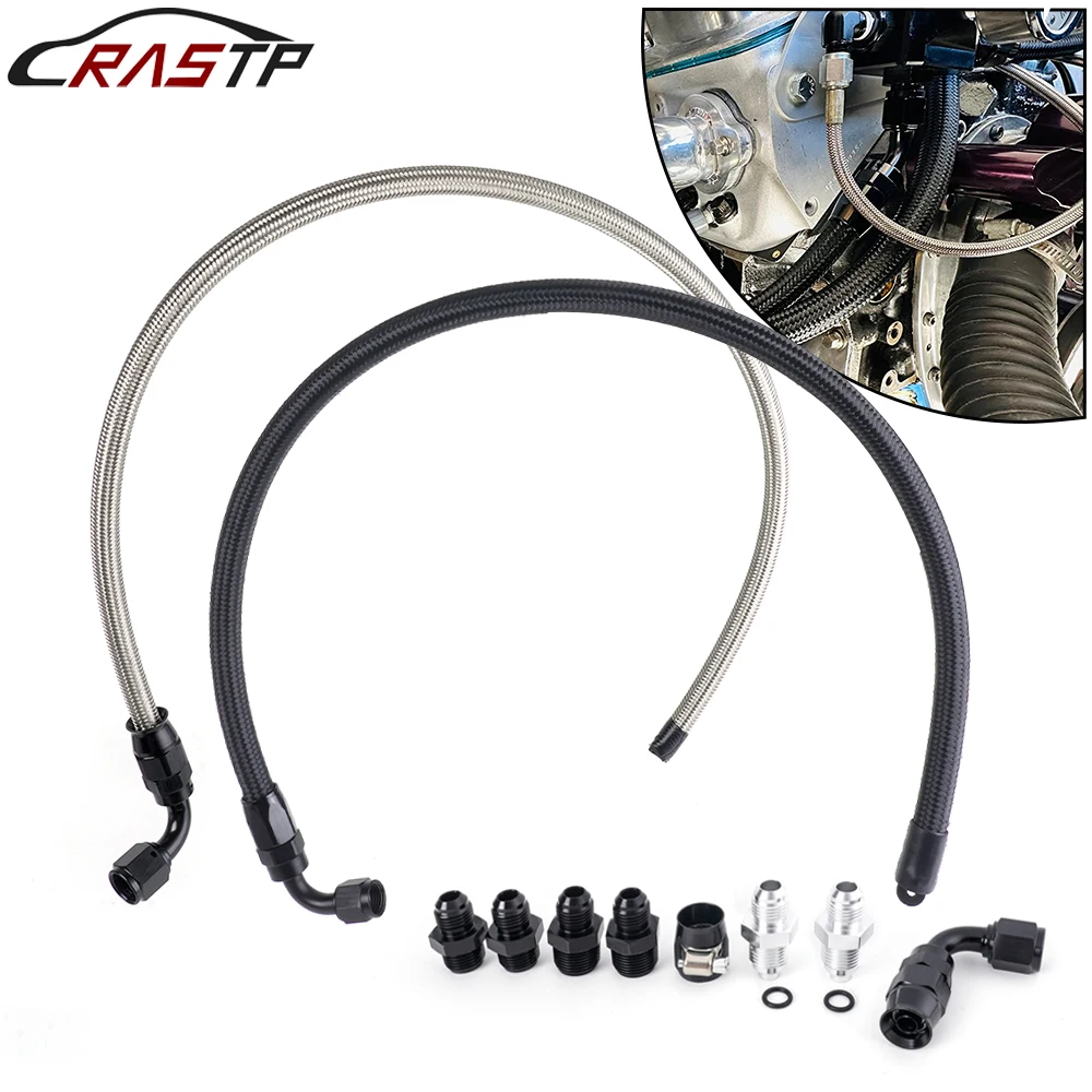 RASTP-Universal 6AN Power Steering Pump Hose Kit 25Inch For GM LS Swap Pressure Return Line HR070