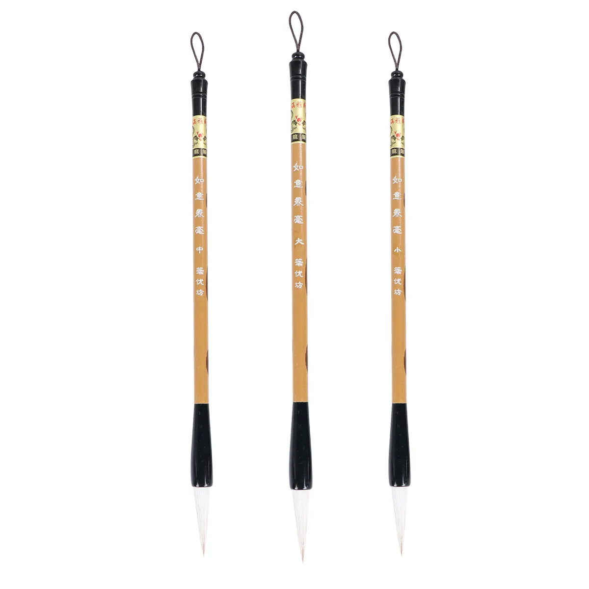 3Pcs Kanji Brush Pen Excellent Wolf Hair Caligraphy Chinese Brush Japanese Chinese Brush Calligraphy Brush Pen Set (Size