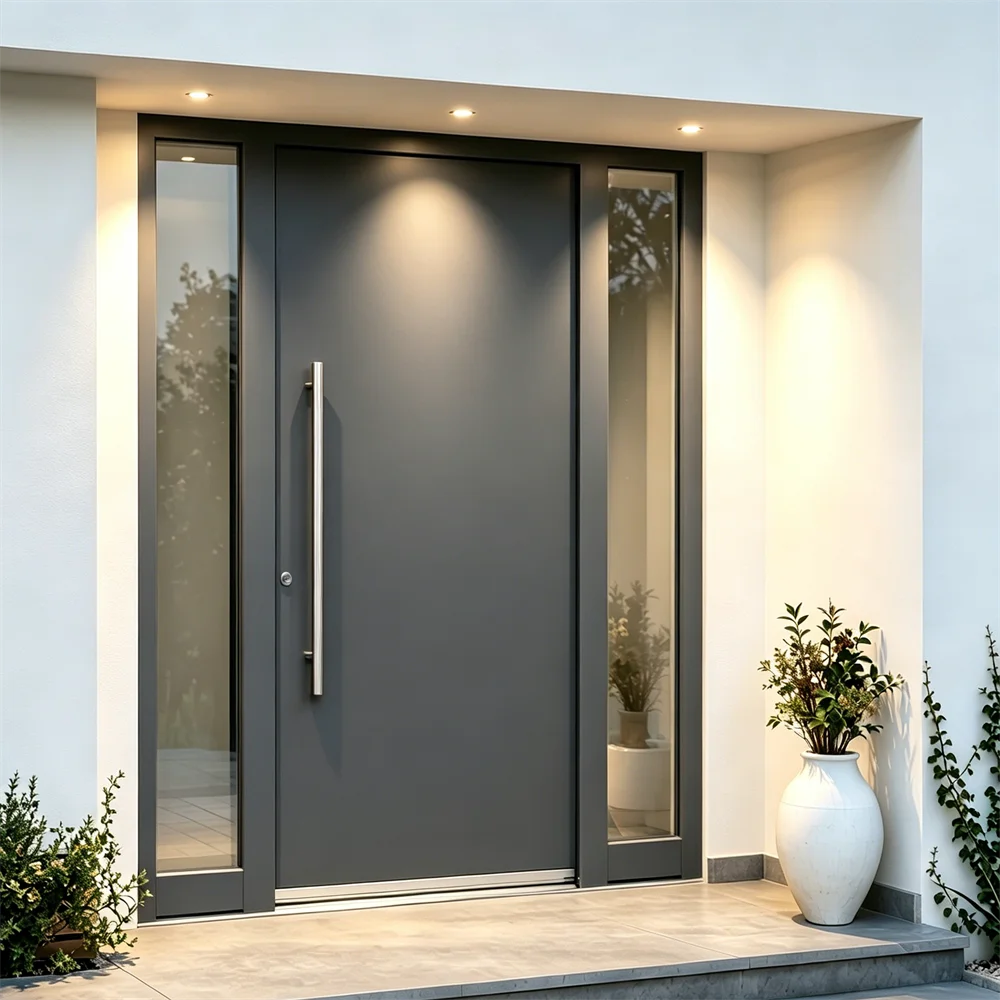 Multiple Sizes Villa Heavy Duty Entrance Door Anodized Aluminum Alloy Hinged Doors Hurricane Impact Resistant Security Doors