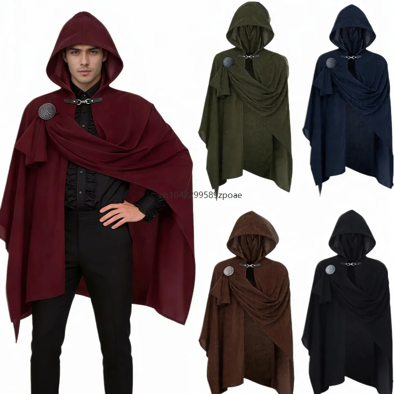 Medieval Vintage Pirate Scarf Hood Cloak Renaissance Multiple Colors Shoulder Cape Halloween Masquerade Cosplay Party Costume