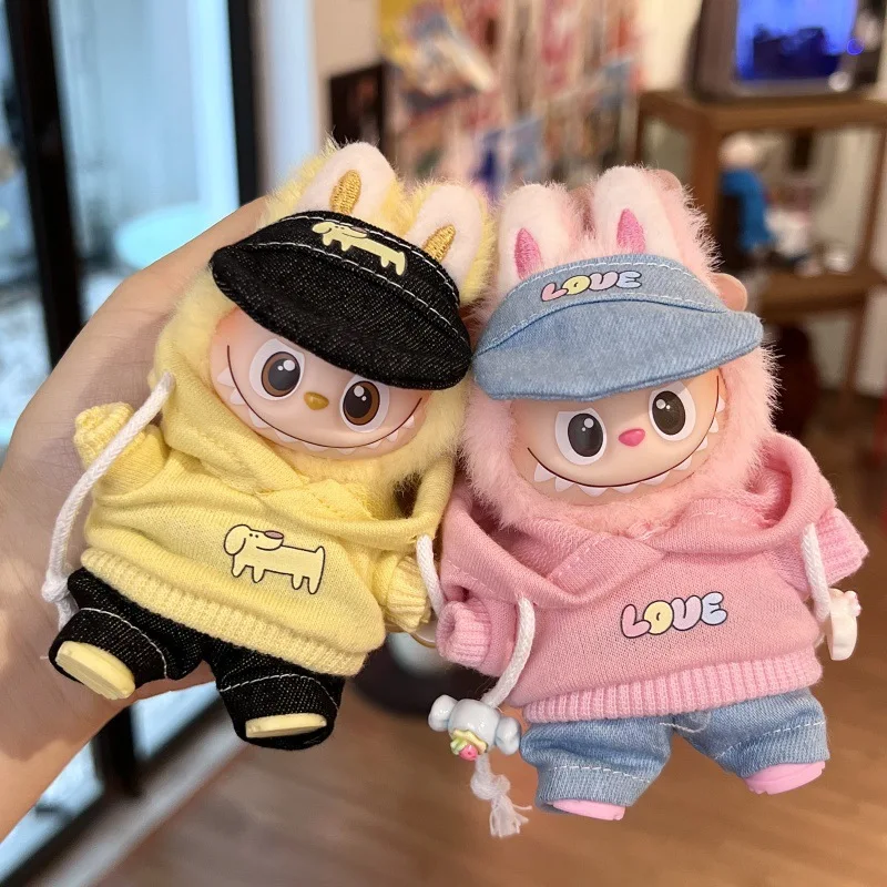 Clothes For 4th Gen LABUBU Pin For Love Series 4.0 New Hoodie Set With Sun Hat Multiple Colors Available