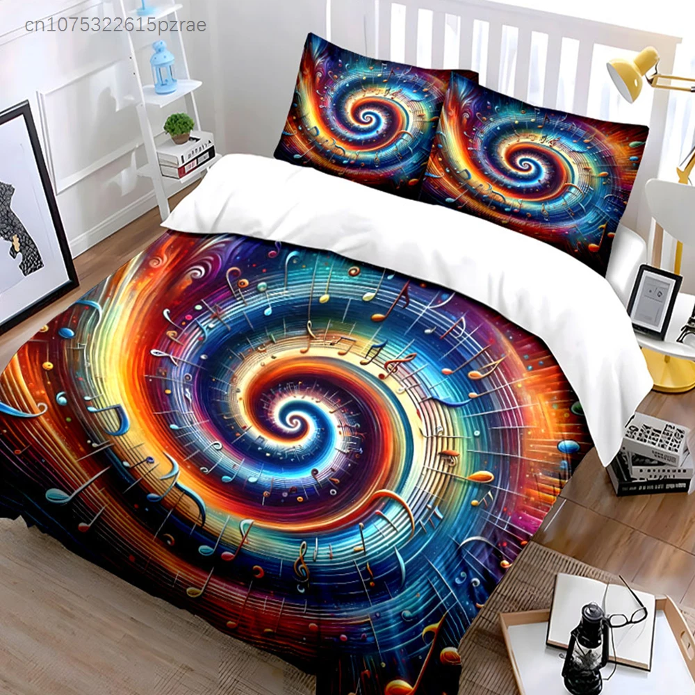 Colorful Music-Themed Home Decor Set Multiple Sizes kid's And adults' Bedroom Exquisite 3PC Bedding set, Gift