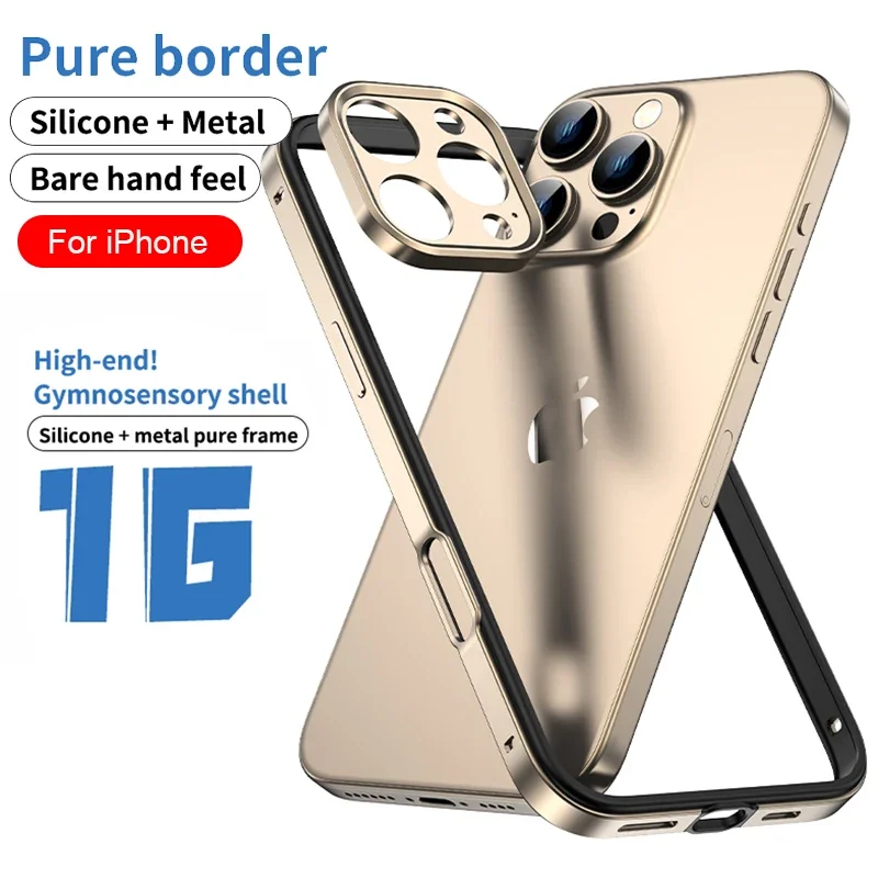 Camera Protection + Hybrid Silicone Frame Aluminum Metal Phone Case For iPhone 18 17 16 15 Pro Max 14 13 Better Heat Bumper