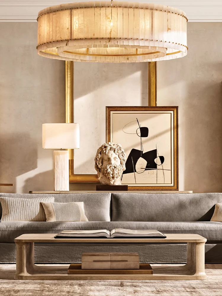 Transform Your Living Room With Our American Marble Series Chandelier Elegant Design Alabaster Pendant Light Dimming Function