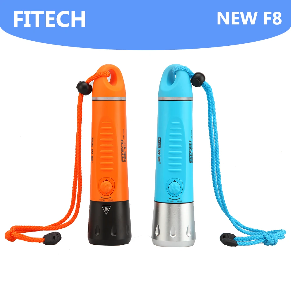 New FITECH F8 Charging Professional Diving Long Shots LED 800 Lumens XML T6 LED Flashlight can as can as Power bank