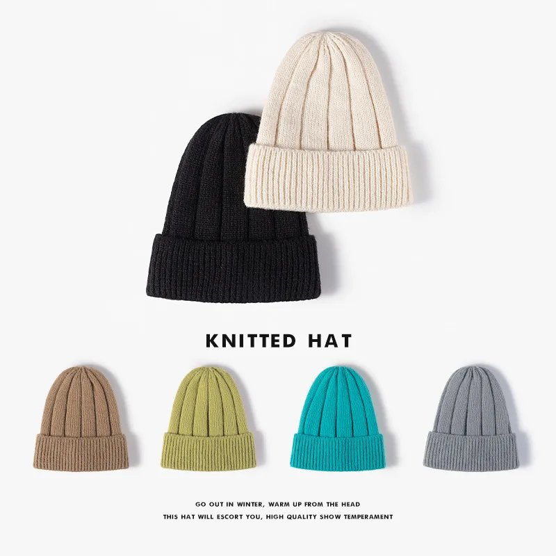 Knit Hat Men Women Versatile Jacquard Cap Outdoor Warm Brimless Cold Hats Travel Conical Wool Hat Chapeau Caps 4m677