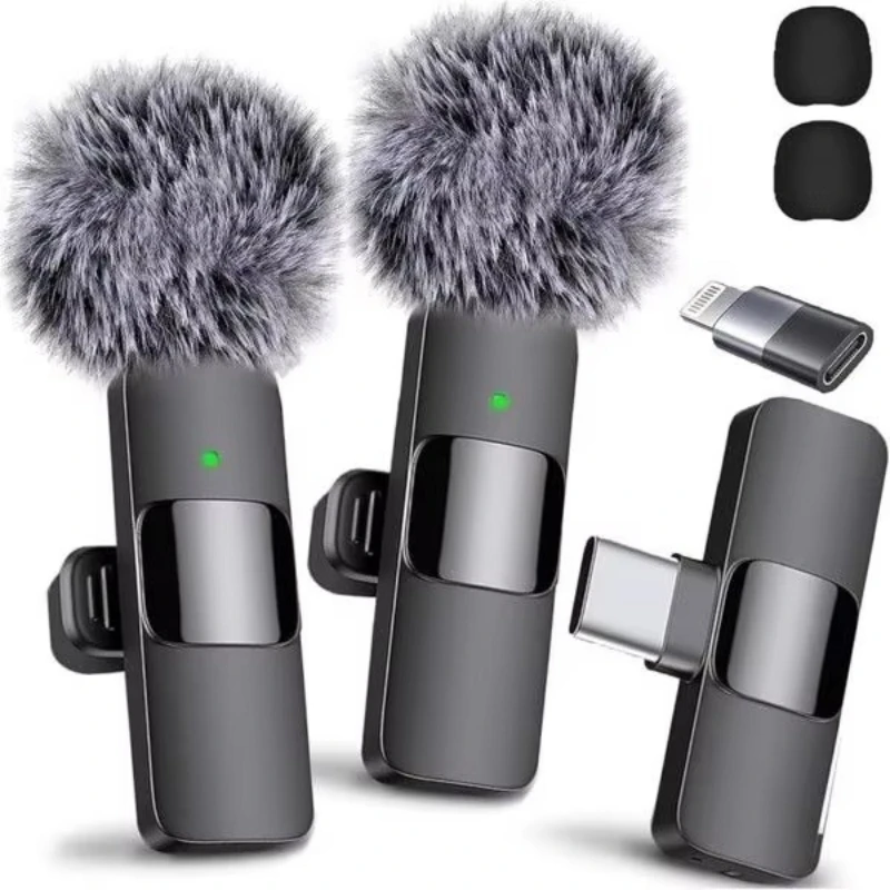2-piece wireless collar microphone, mobile phone video recording, high definition USB C model, high quality