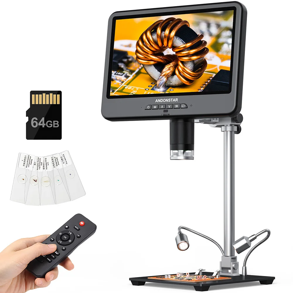 Andonstar AD208S-PRO First 4K 30FPS 10.1 inch HDMI Digital Microscope 3840P UHD for Soldering Electronics Repair with Microphone
