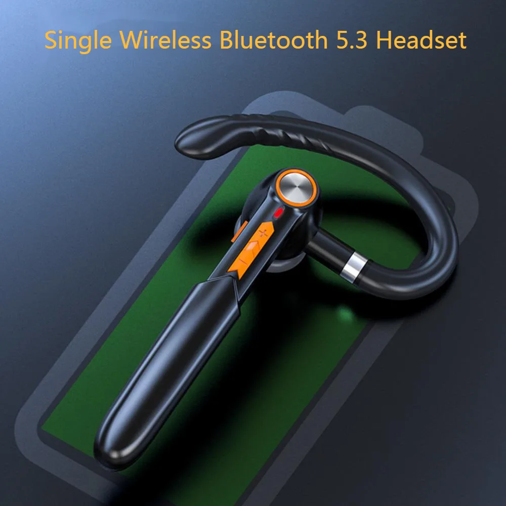 Single Wireless Bluetooth 5.3 Headset With High-definition Microphone Stereo Headset Hands-free Calling Business Sports Headset