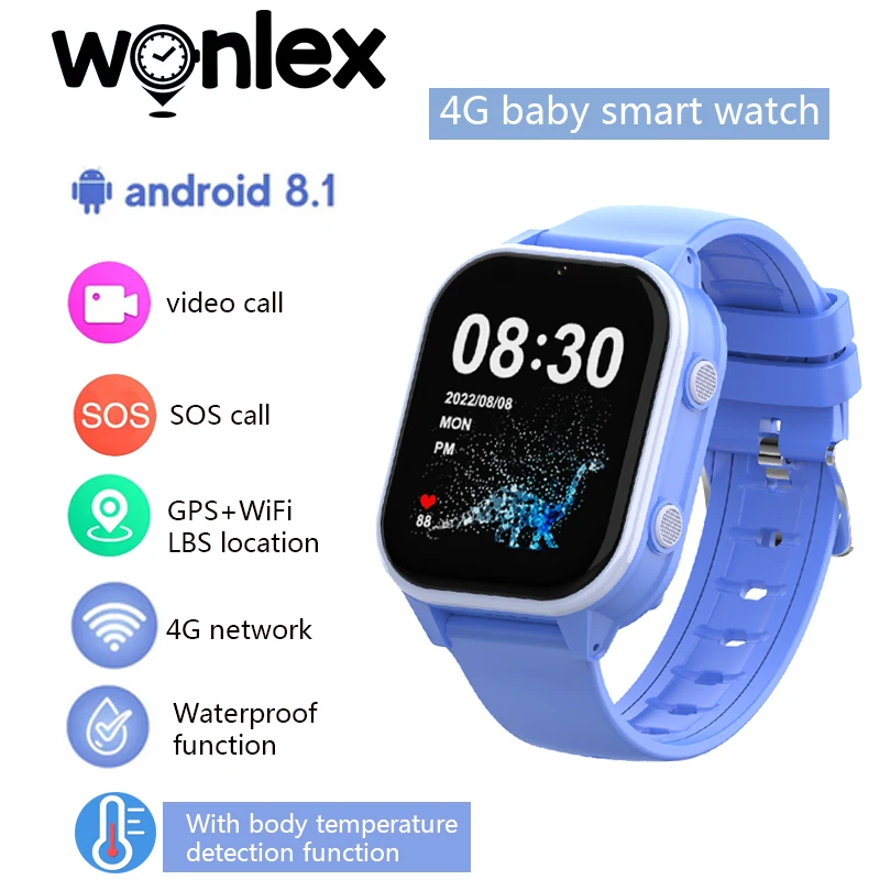 Wonlex Smart Watch for Children 4G WIFI GPS Tracker Anti Lost Body Temperature Monitor Video Call Smart Baby Watch KT19PRO MAX
