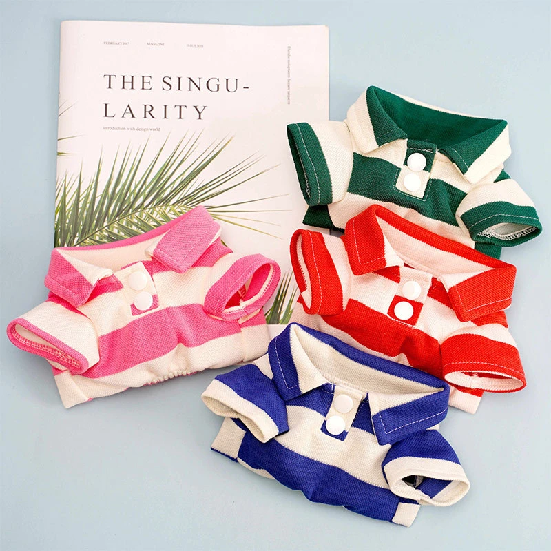 Striped Pet Dog Clothes for French Bulldog Light Orange Multi Sizes 4xl Spring Cat Overalls Soft Small Medium Puppy Polo Shirt