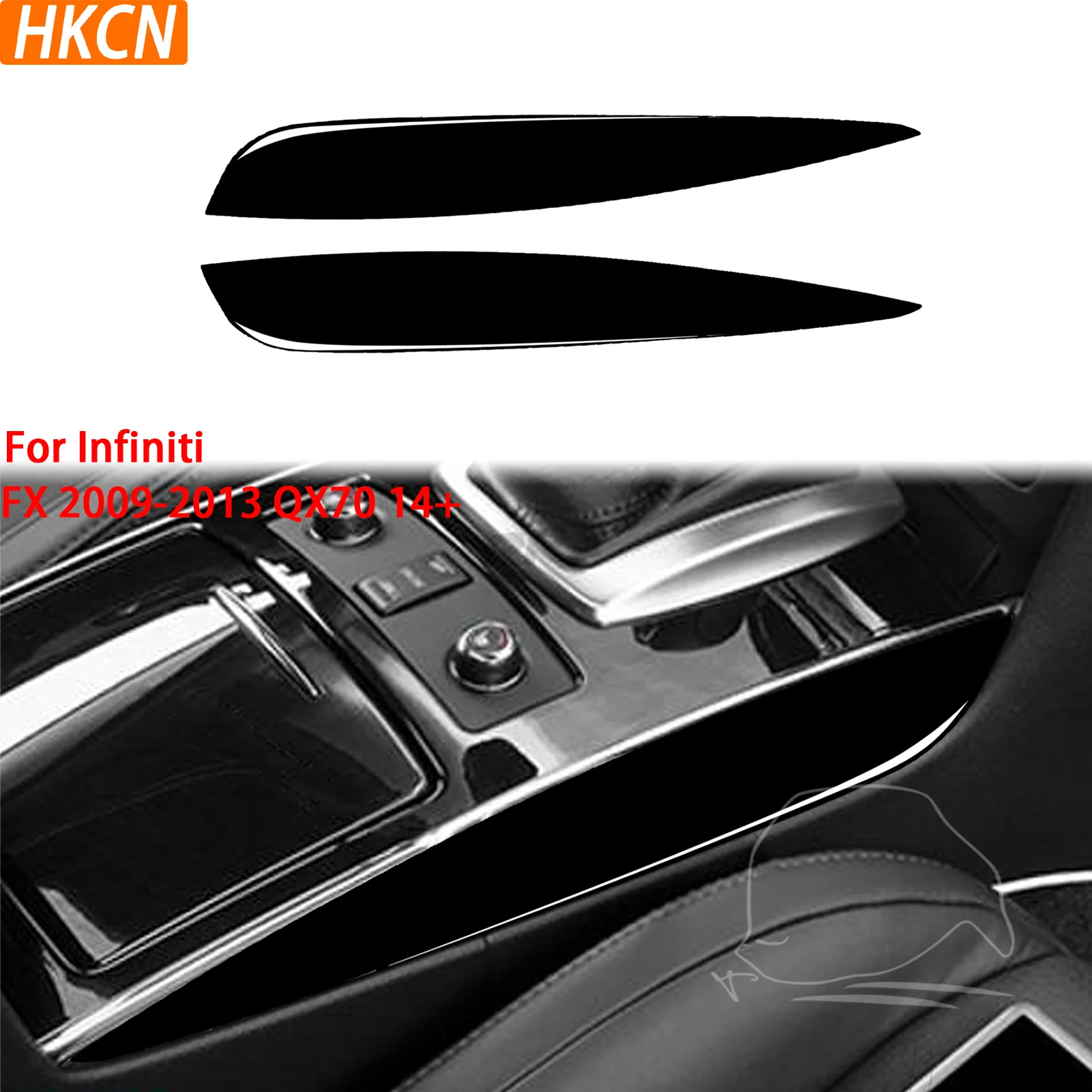 For Infiniti FX QX70 14+ Piano Black Center Control Gear Shift Lever Side Trim Panels Decorative Interior Accessories Stickers