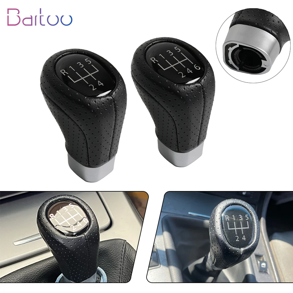Bartoo-5/6 Speed Leather Car Gear Shift Knob Head Manual Shifter Lever HandBall For BMW 1 3 Series E81 E82 E90 E91 E92 SFN150