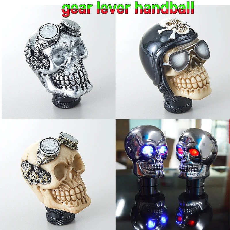 Universal Skull Head Gear Lever Gear Shifts Knob Skeleton Shape Gear Shift Knob Manual Transmission LED Light Gear Shifts Knob