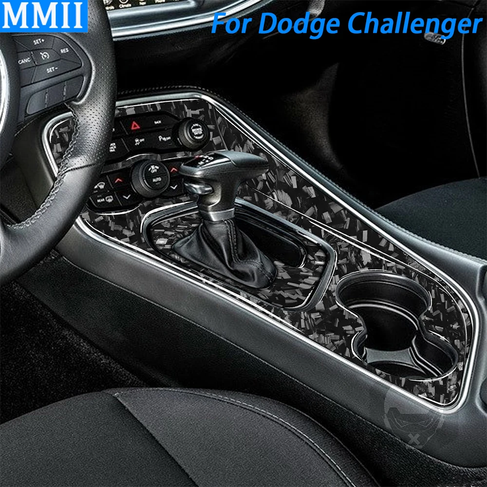 For Dodge Challenger 2015-2022 Forged Carbon Fiber Gear Shift Panel Decorative Cover Car Interior Decoration Accessories Sticker