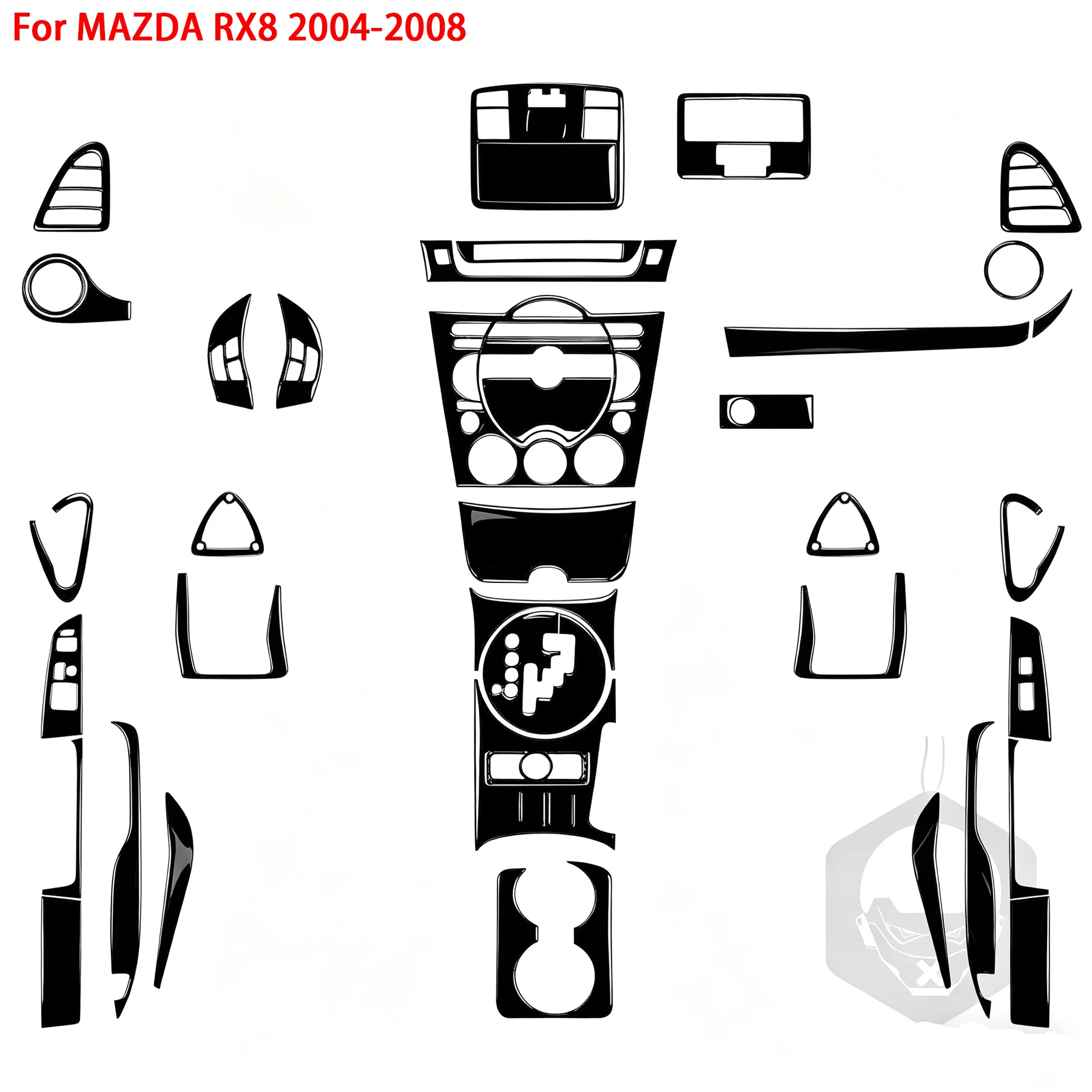 Car Center Console Gear Shift Reading Lights Power Windows Interior Accessories For MAZDA RX8 2004-2008 Piano Black Stickers