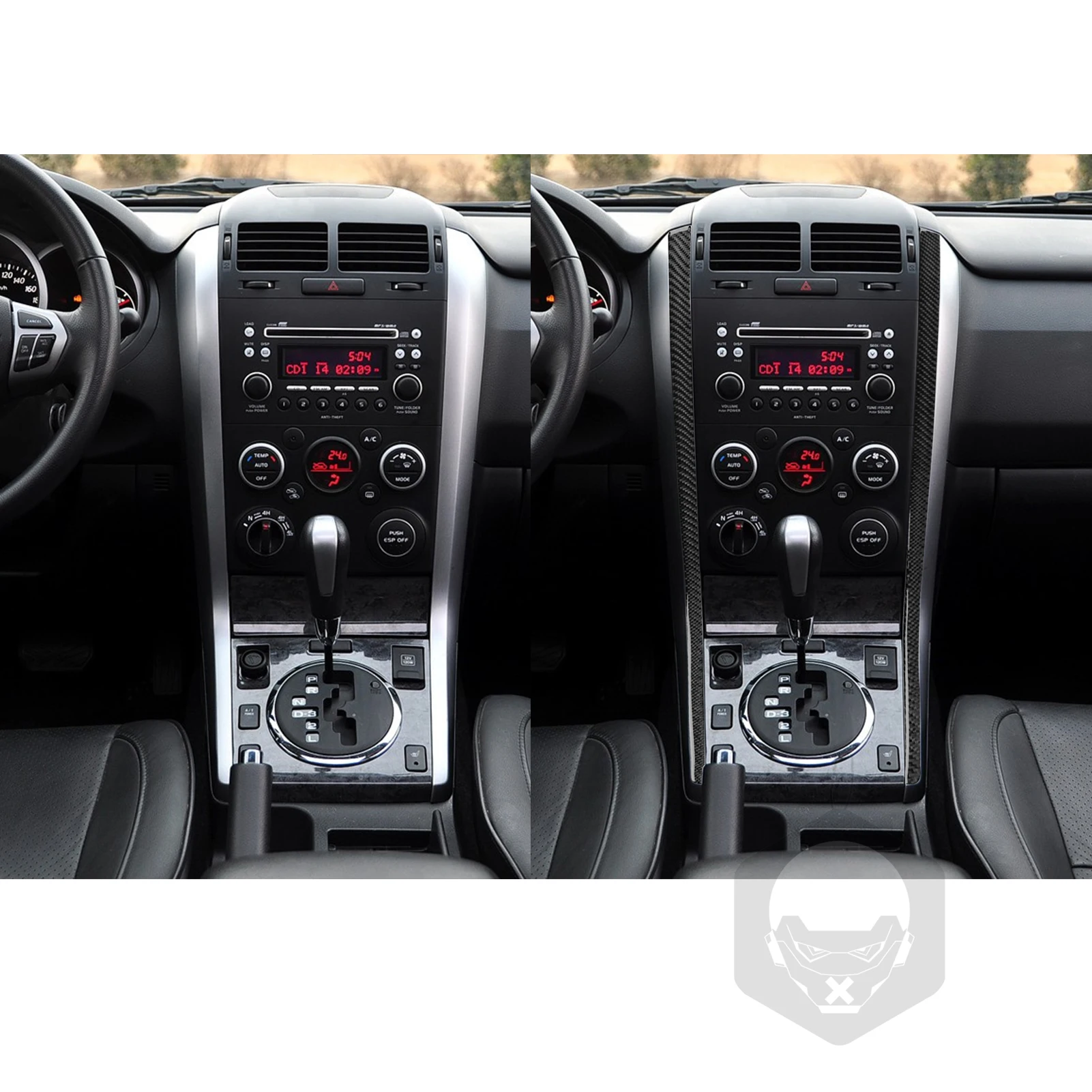 For Suzuki Grand Vitara 2006-2013 Car Center Console Side Gear Shift Panel Trim Real Carbon Fiber Interior Accessories Stickers