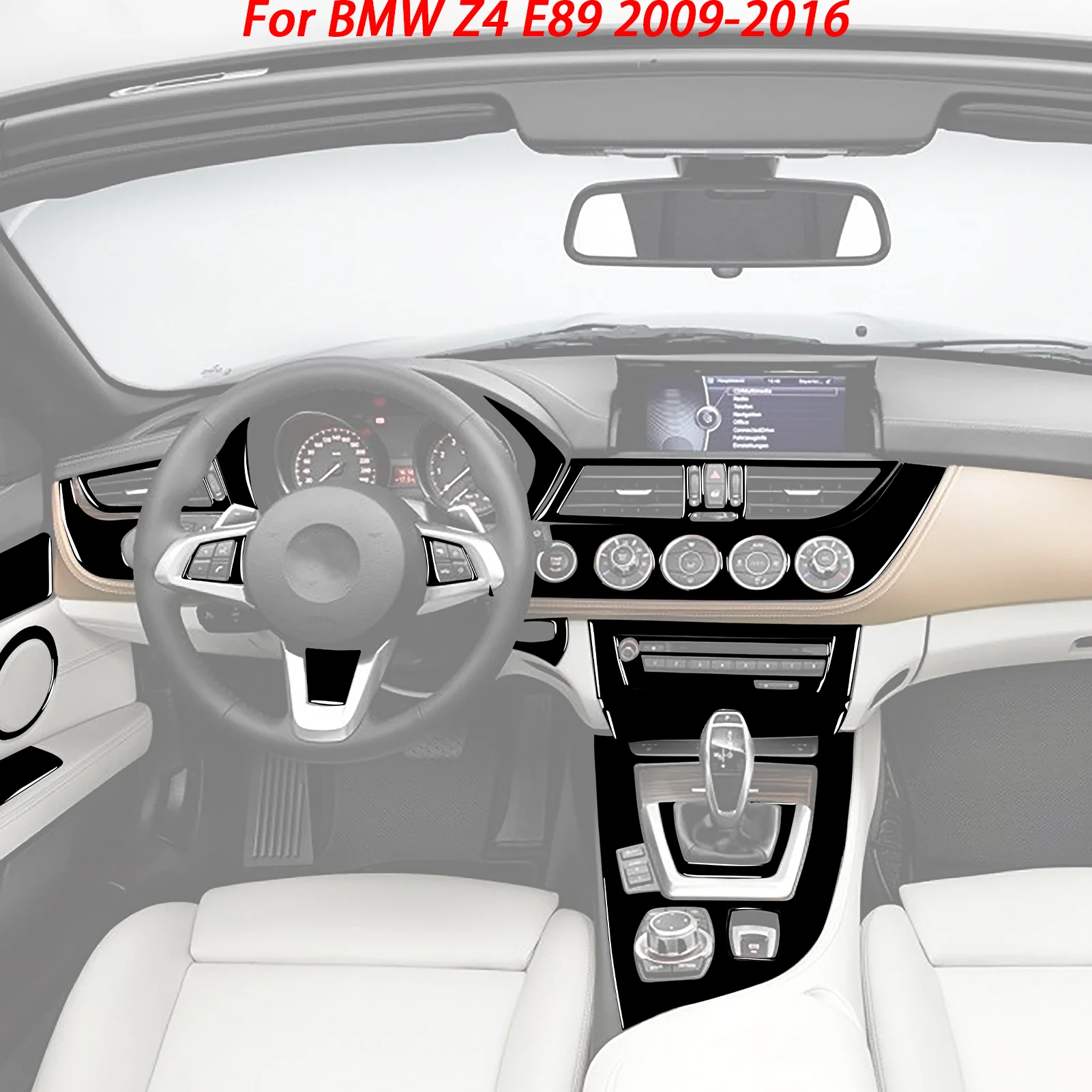 For BMW Z4 E89 2009-2016 Piano Black Stickers Centre radio CD Shift window lift panel Cover Car inside decorative Accessories