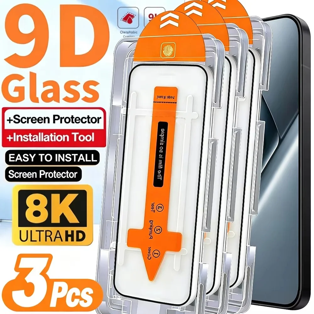 1-3Pcs Easy to Install For Poco X8 Pro X8 Pro Max 9D Screen Protector For Poco F8 Pro F8 Ultra Tempered Glass Oleophobic Coating
