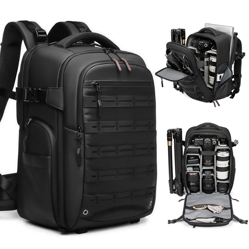 Men Travel Professional SLR Camera Backpack with Tripod Bracket Detachable into Drone Backpack Hiking  Laptop Backpack