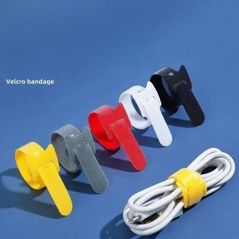 Reusable Colorful Hook Loop Cable Straps Adjustable Self‑Gripping Wire Ties for USB Earphone Cord Laptop Home Office Organizer