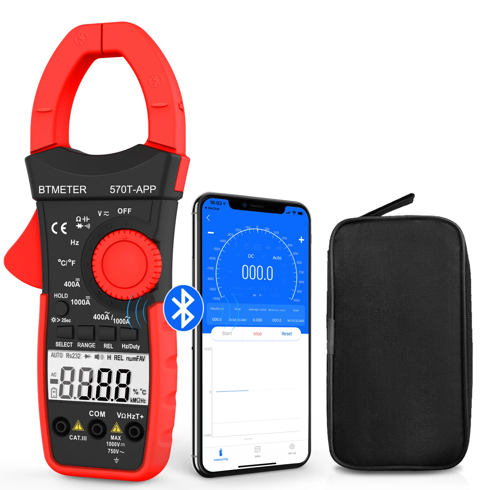 BT-570T-APP 4000 Counts Auto Range Intelligent Digital AC/DC Clamp Multimeter Connect To Mobile Phone With APP Function Backligh